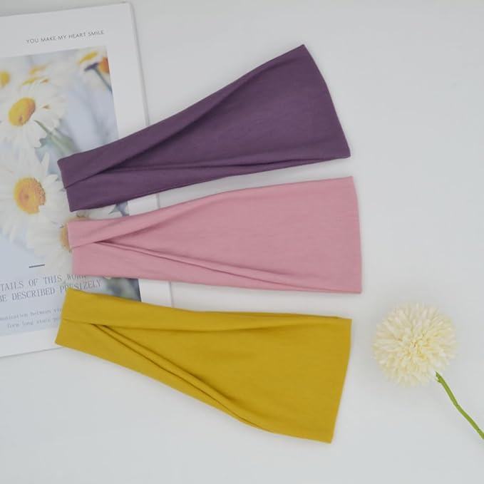 YONUF Fashion Headbands For Women Wide Headband Yoga Workout Head Bands Hair Accessories Band 6 Pack