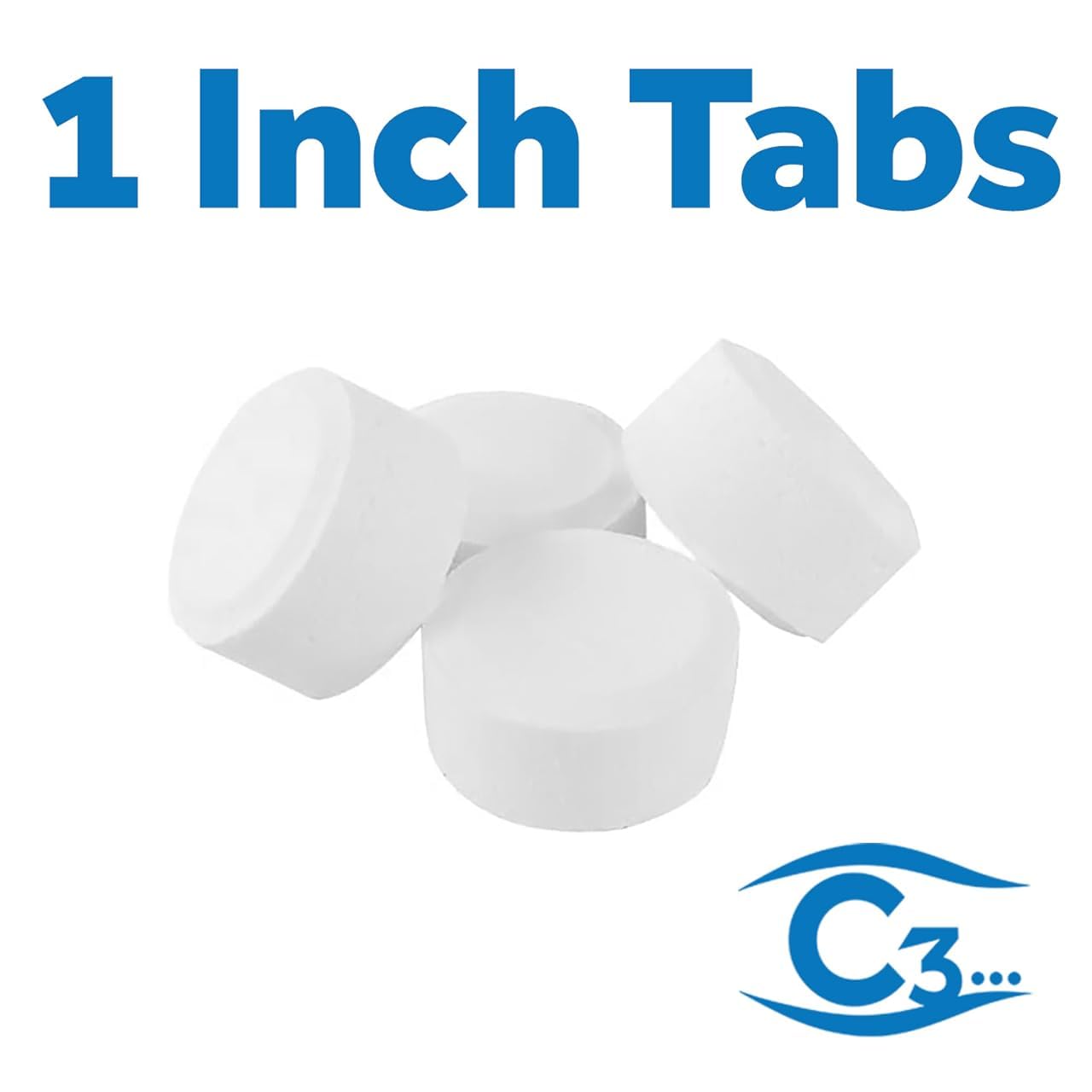 C3... 1" Stabilized Chlorine Tablets for Swimming Pool | Slow Dissolving Chlorinating Tabs for Above Ground or Inground Pools, & Spas/Hot Tubs | 5 lbs