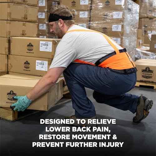 Ergodyne ProFlex 100HV Back Support Brace, High Visibility Support Belt, 8" Spandex Material, Removeable Straps