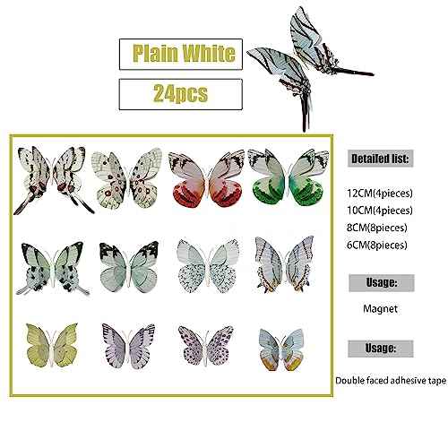 24pcs Butterfly Wall Decor,3D Butterfly Decals for Wall Sticker,Magnetic Butterflies Decor,Stickers for Kids Bedroom Party Wedding Crafts Decoration,Removable Mural Stickers Bedroom Decor