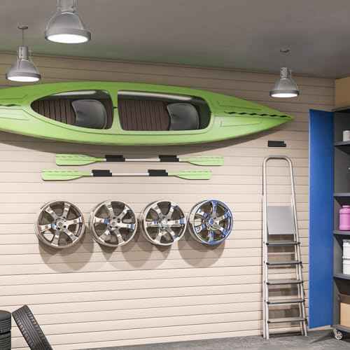 4Pcs Ladder Hanger for Wall Steel Wall Mount Bracket Heavy Duty Ladder Hanger Garage Tile Hanger Bracket Billboard Hook Garage Wall Bracket Folding Chair Ladder Storage Tool (Black)