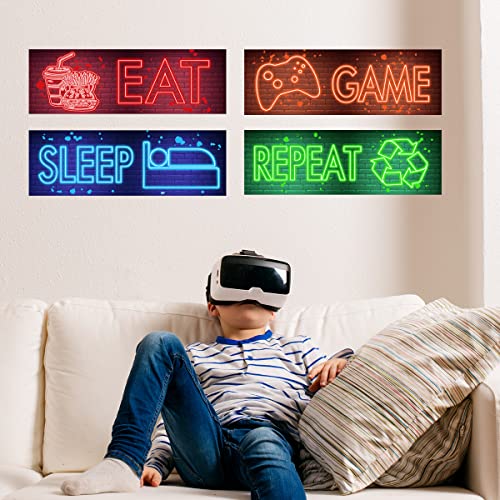 Neon Video Game Wall Decal Gaming Wall StickerDecor Boy Gamer Wall Stickers Game Decor for Boys Room Video Game Art Gaming Pictures for Playroom Decor