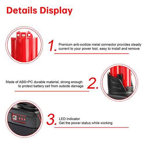 2Pces 12V 9Ah Battery Replacement Compatible for Milwaukee 48-11-0490, 48-11-2402, 48-11-2411, 48-11-2430, Cordless Power Tools & Heated Jackets with LED Indicator£¨Not Made in Milwaukee£©