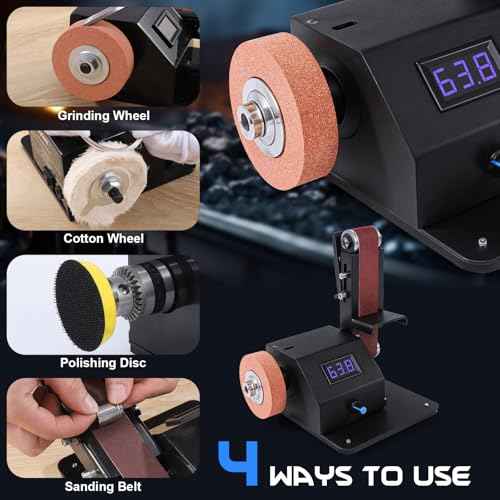 Mini Belt Sander for DIY, 4-in-1 Bench Grinder Kit 90¡Æ Adjustable Electric Belt Sander 10000 RPM Continuously Variable Speed Spindle Sander for Woodworking Metalworking