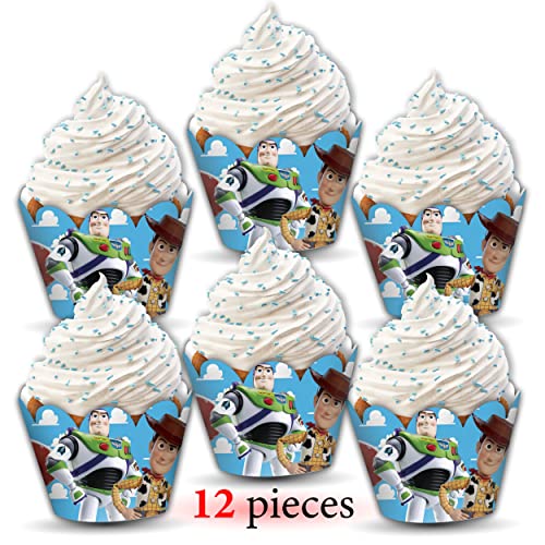 Toy Stry Cupcake Wrapper for Birthday Party -Inspired Cupcake Decoration& Space Hero Theme ? Fun Cupcake Holders for Baby Shower, First Birthday, or Toy-Themed Celebration ? Party Supplies