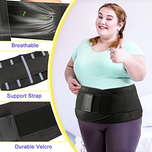 PAZAPO Back Brace Lumbar Support Belt for Lower Back Pain Relief - Waist Belt for Men and Women - Plus Size Back Brace for Sciatica, Herniated Disc,Black,6XL(Waistline:65-76 Inch)