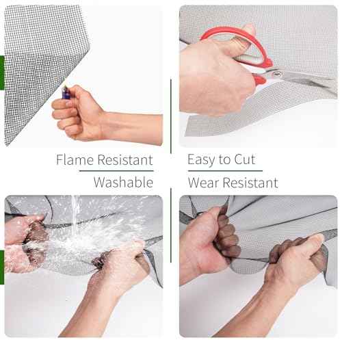 Window Screen Replacement, 60" x 50' Window Screen Mesh, Fiberglass Window Screens for House Windows, Door, Patio, Porch(Black)
