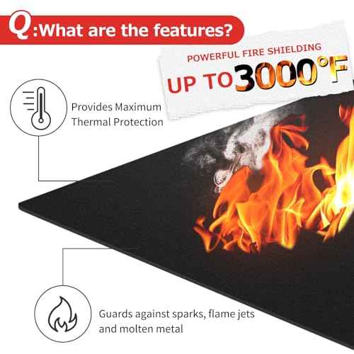 Matace 2 Pack 20x47 Inch Long Fireproof Welding Blanket & Pad, 5mm Thickened Fire Resistant Carbon Felt Cloth, Flame Retardant Fabric, Heat Shield for Soldering, Firepit, Grill Cover, Smoker, Black