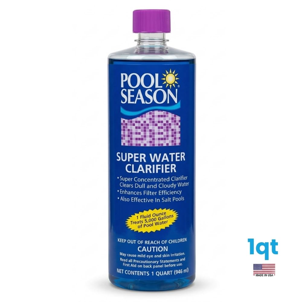 Super Water Clarifier for Cloudy Pool Water, Pollen, Dust & Spring Pool Opening - Highly Concentrated, Enhances Filtration, Crystal Clear Results, 1 Quart