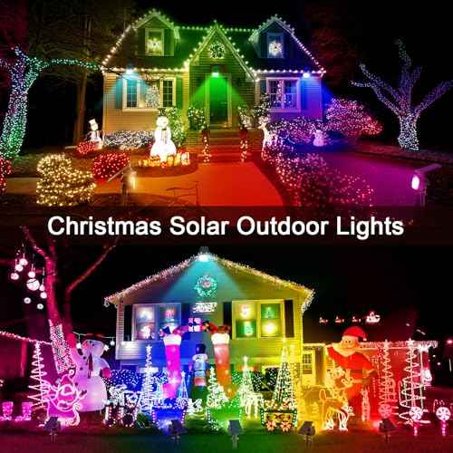 Solar Spot Lights Outdoor Color Changing, [7 Modes/8 Pack] Christmas IP67 Waterproof Landscape Spotlights, Dusk to Dawn Solar Powered Security Light for Patio Gate Walkway Pool Garden Yard Driveway