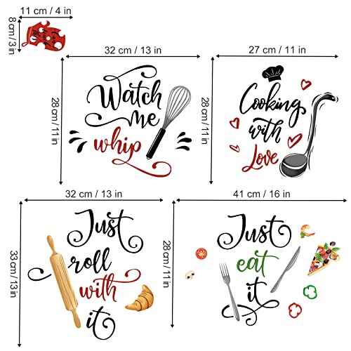 wondever Kitchen Food Wall Stickers Quotes Kitchenware Lettering Peel and Stick Wall Art Decals for Cupboard Dining Baking Room Restaurant