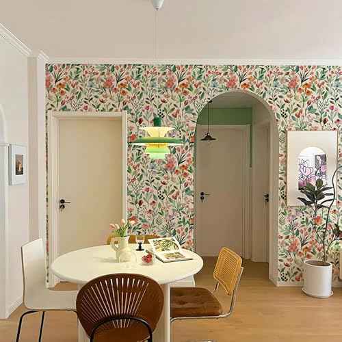 GaliGali Peel & Stick Wallpaper, Watercolor Floral Self-Adhesive, Contact Paper for Bathroom Walls & Cabinets, Vinyl Waterproof, 17.3" x 118", NO.WA05004H-3