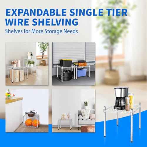 Simple Deluxe 1-Tier Shelving Unit, 15" W x 15" D x 13.8" H Wire Metal Storage Rack, Chrome