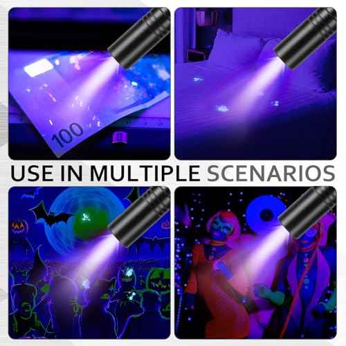 24 Pack UV Blacklight Flashlights Bulk, 395nm UV Pen Light with Clip, LED Handheld Blacklight Detector for Leak Pet Urine Hotel Inspection Dry Stain Neon Party Favors(Black)