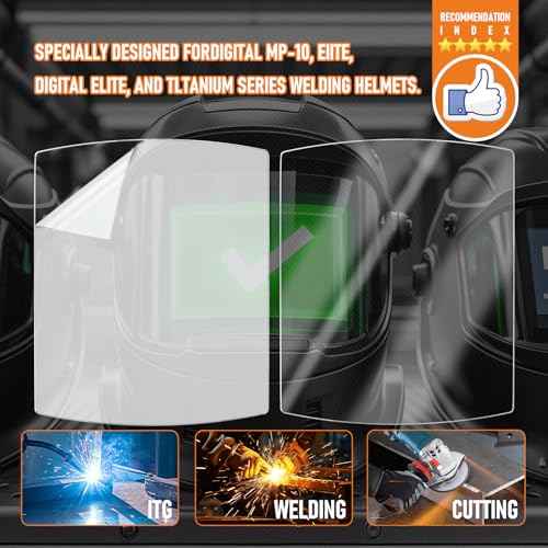 216326 Front Cover Lens - Welding Helmet Lens Replacement - Ultra-Clear Scratch Resistant Welding Lens for Miller MP-10 and Digital Elite Helmets
