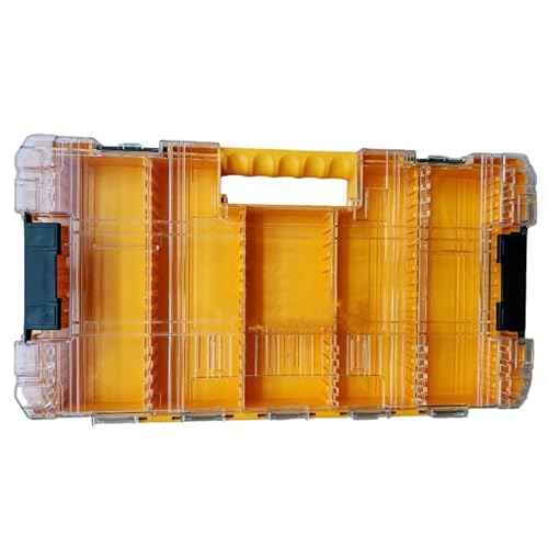 #N542474 Big Tool Box Compartments Clear Lid Organizer Removable Yellow Drill Bits Parts Box Drill Bits Box 430 * 220 * 44mm Quality Durable New Replacement Parts For DeWalt
