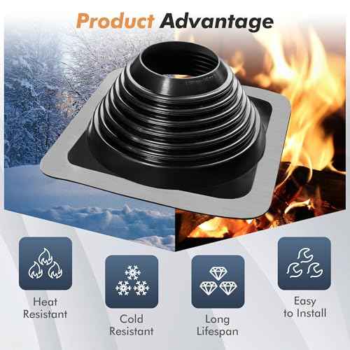 #6 Epdm Metal Roof Vent Boot, Flexible Roofing Boots Fits Pipe Od 4 3/4'' to 10'', Metal Roof Jacks Flashing for Houses Includ Roofing Screws & Hex, Black/ 1 Pcs