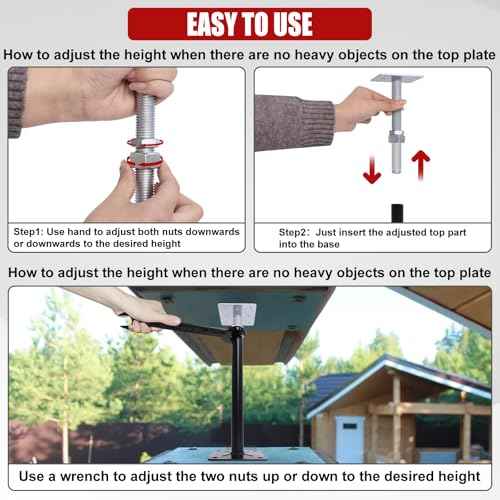 Adjustable House Floor Jacks, 4 PCS Post Floor Joist Jacks for Leveling, 11" - 16.5" Height Adjust Range, Telescoping Screw Jacks for Temporary Support - 11000 lbs Max Load Capacity (Each)