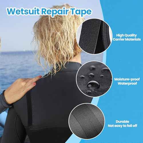 LLPT Wetsuit Repair Tape Iron On 0.8¡± x 16.5 Ft Seam Sealing Patch Waterproof for Neoprene Wetsuit Drysuit Fishing Suits Industrial Standard Carrier Material Color Black(IR865)