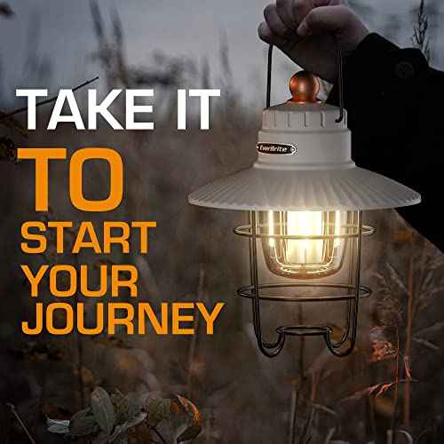 EverBrite LED Camping Lantern, USB C Rechargeable Lantern with 3 Light Modes, Vintage Outdoor Lanterns with Power Bank Function for Power Outages, Hurricane, Emergency, Fishing