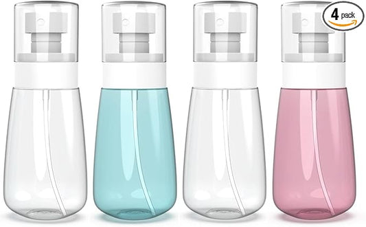 RELANOR Pack 4 Small Spray Bottle Travel Size 2oz/60ml - Fine Mist Mini Empty Spray Bottles - Leak Proof - for Toners, Face & Hair Mist