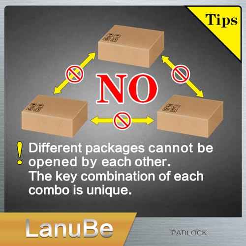 LanuBe Lock Laminated keyed Padlock (1-9/16", 40mm), keyed Alike Locks, Long Shackle,Marked Yellow Plastic Hoop, Pack of 6