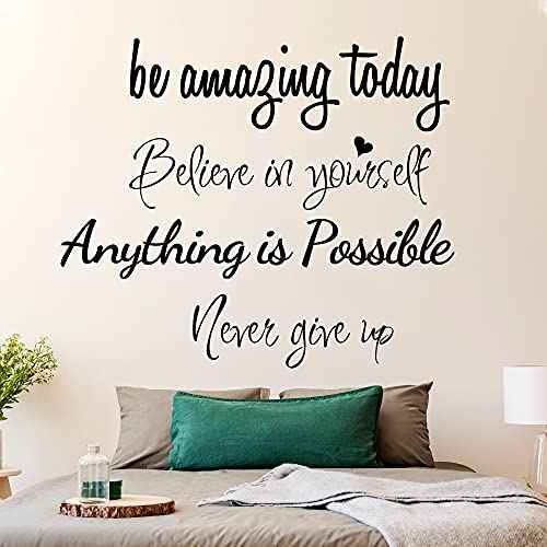 Sinekong Large Inspirational Quote Wall Decals, Removable Positive Saying Lettering Stickers, Motivational Word Decal Peel and Stick for Classroom Home Living Room Bedroom Office DIY Art Decor