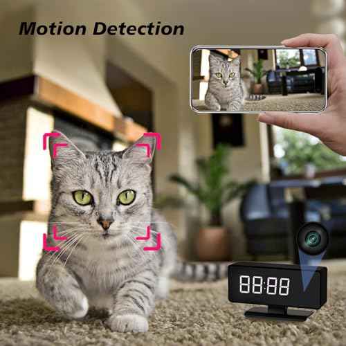 Hidden Clock Camera - Full HD 4k Wireless Camera - WiFi Nanny Cam for Home Indoor Security - WiFi & Bluetooth Connection Full Color Night Vision Motion Detection with App Live Feed