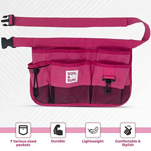 Soil & Sun Garden Tool Belt for Women, Tool Apron, Utility Belt Women, Teacher, Canvas Waist Apron with Pockets,Garden Aprons