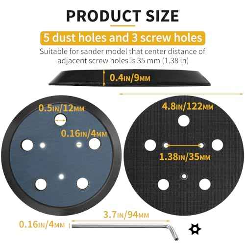 5 Inch 5 Hole Orbital Sander Replacement Pad for Porter Cable 333 333VS Random Orbit Sanders - Hook and Loop Sanding Pad Parts for Porter Cable 13904/13909