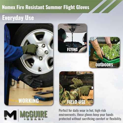 M MCGUIRE GEAR Nomex Summer Flight Gloves, Fire-Resistant Tactical Gloves for Pilots, Military, Law Enforcement & Mechanics