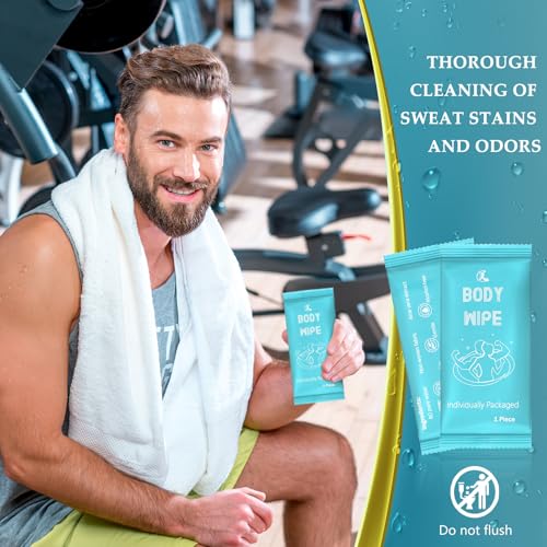 Timgle 200 Pcs Deodorant Body Wipes Individually Wrapped Bath for Adults Face Hand Body Wipes Pearl Pattern Wet Shower with Aloe Bathing Disposable Cleansing for Travel Gym Travel