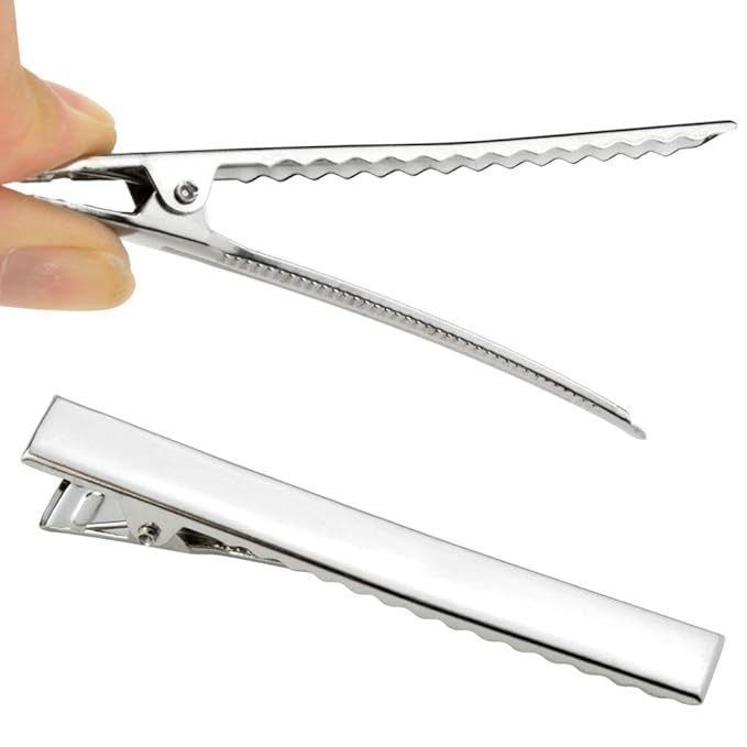 60 Pcs Alligator Curl Clips, Bantoye 2.56 Inch Flat Single Prong Clips Hair Accessories for Hair Styling, Coloring, Silver