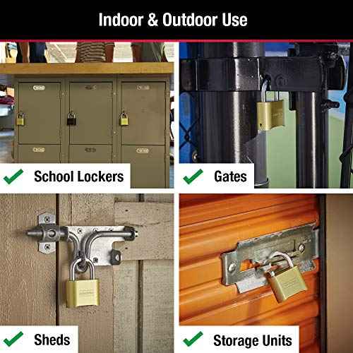 Master Lock Brass Combination Lock, Gate Lock for Outdoor Fence or Shed, Customizable Combination Padlock with 2-inch Wide Body and 1-inch Shackle, 2 Pack, 175EC2