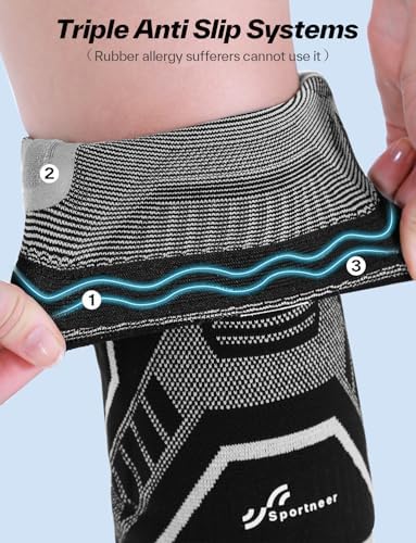 Knee Brace for Men & Women - Sportneer Knee Compression Sleeve with Side Stabilizers - Knee Support for Running, Hiking, Working, Basketball, Volleyball, Gym, Meniscus Tear, ACL, Arthritis Knee Pain Relief, A pair (Black, X-Large(19"-22"))