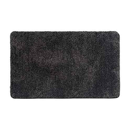 Eurow Trek N' Clean Soft & Plush Microfiber Traction Floor Mat, Super Absorbent, Fast-Drying, Anti-Slip Rug for Entryway, Kitchen, Bedroom, Traps Dirt, Mud & Water, 36 x 23.5 in, Gray and Black