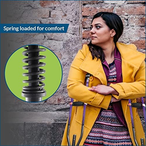 York Nordic - Spring Cushion Crutches Perfect for Sports Injuries and Travel - Heights 4'7" to 6'6" - Adjust Down to 22" for Travel