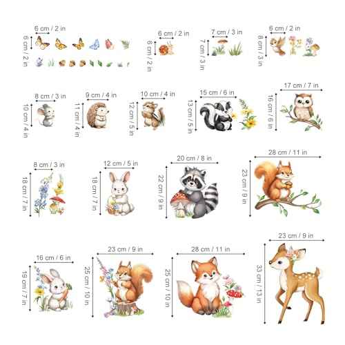 decalmile Woodland Animals Double Sided Window Clings - Forest Animal Window Decals with Deer, Fox, Squirrel, Raccoon