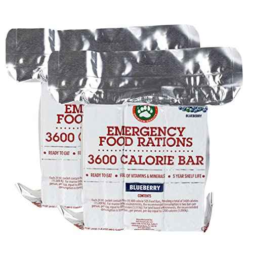 Grizzly Gear Emergency Food Rations- 3600 Calorie Blueberry Bars (2 Pack) - 6 Day, 144 Hour Supply For Disaster, Hurricane, Flood Preparedness - Less Sugar, More Nutrients - 5 Year Shelf Life