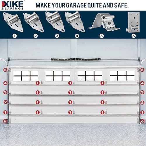 XiKe 2" Nylon Garage Door Roller 4" Stem and Hinges Kit with Top & Bottom Bracket Steel Wire Rope Screw Sleeve Hardware Set for 16 x 8 or 18 x 8 FT Door