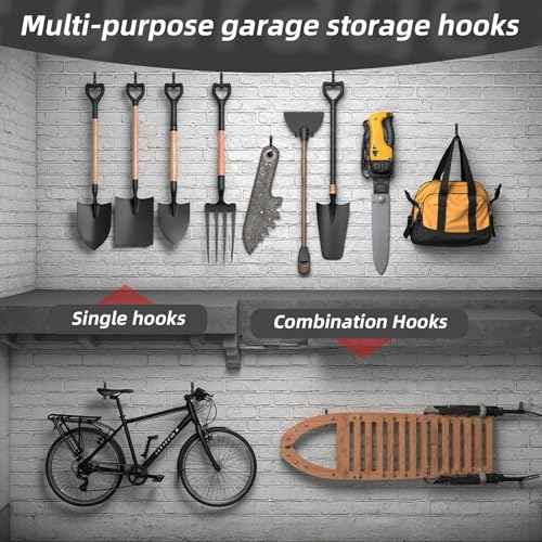 Heavy Duty Ladder Hooks for Garage Wall Storage - 6-Pack Metal J-Hooks, Utility Hangers for Ladder, Shovel, Tools (50 lb Capacity)