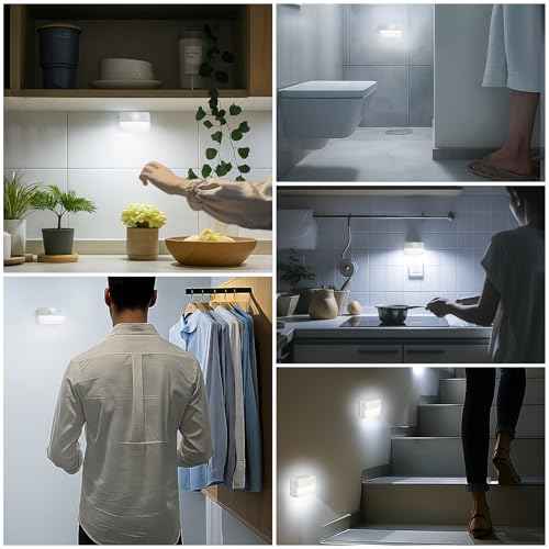 16 Pack Motion Sensor Stair Lights for Indoor, Wireless RGB Battery Operated Night Light, Led Stick On Hallway Closet Under Cabinet Stairway Automatic Lamp for Bedroom Kitchen Bathroom