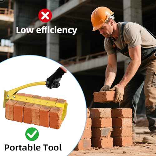 Adjustable Heavy Duty Brick Tongs with Rubber Grip for Lifting 6 to 10 Bricks Masonry Tools Brick Tong Lifting Tongs Perfect for Brick Cutter Paver Splitter Projects