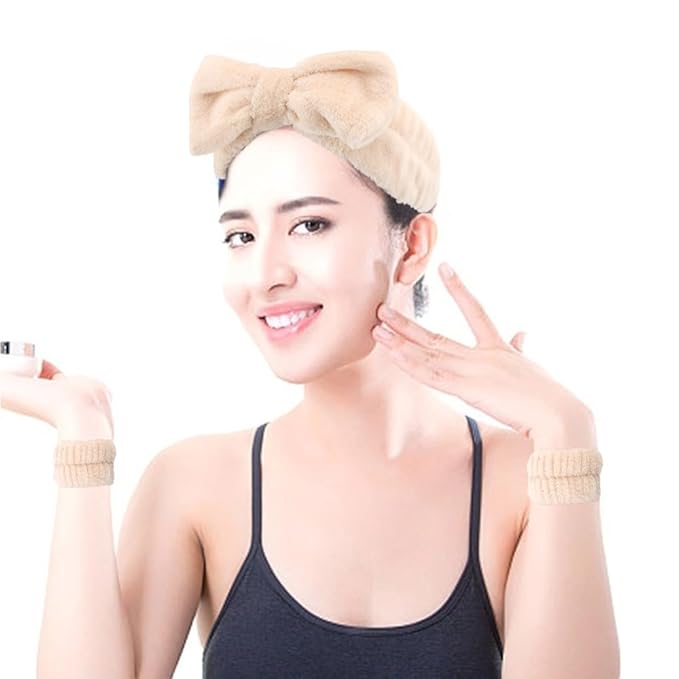 AOPRIE SPA Headbands for Washing Face Makeup Headbands with Bow Hair Band Women Facial Head Band Laurel Wrist Towel Wraps For Shower Face Mask Blue Pink Purple, 12 Pack