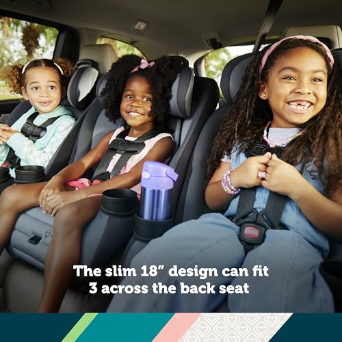 Safety 1st Ellaris 3-in-1 Convertible Car Seat, Slim Fit Design, Rear & Forward-Facing, 5-Position Headrest, 3-Across Fit, Travel-Friendly with Machine-Washable Seat Pad, Smokey Haze