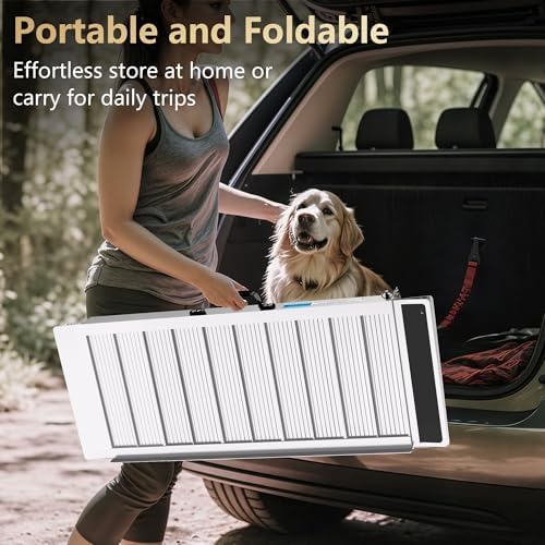 3FT Portable Wheelchair Ramp, Non-Slip Aluminum Folding Handicap Ramp, Ramps for Wheelchairs for Home with Handle, Wheelchair Ramps for Home Steps/Stairs/Threshold/Doorways/Scooter, 600LBS Capacity