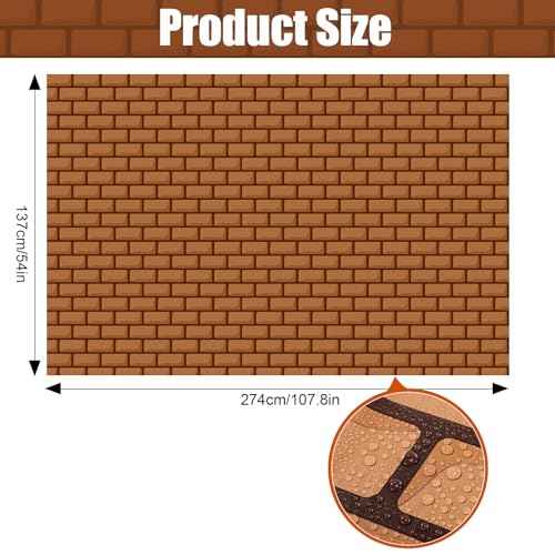Chuangdi 4.5 x 9 Feet Brick Stone Wall Backdrop Stone Wall Scene Setter Wallpaper Curtains Door Removable Tablecloth Photo for Winter Halloween (Brown)