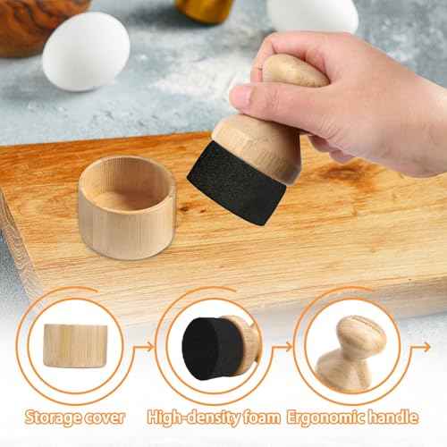Cutting Board Oil Applicator with Lid, Wood Cutting Board Oil Brush, Wood Wax Applicator Brush for Butcher Blocks Spatulas Spoons Wooden Utensil (Beige)