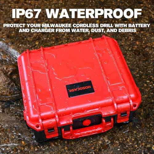 Tool Case for Milwaukee M18 Impact Drill Driver Combo Kit - Tool Box for Milwaukee Power Drill & Impact Set - Battery & Charger (Case Only) (Red & Black)