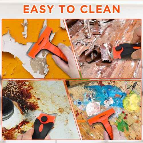 Razor Blade Scraper, 2 Pack Razor Scraper with 40Pcs Razor Blades, Multi-Purpose Cleaning Scraper Tool for Removing Decals, Tint, Stickers, Labels, Caulk, Adhesive from Window, Oven, Stove Top